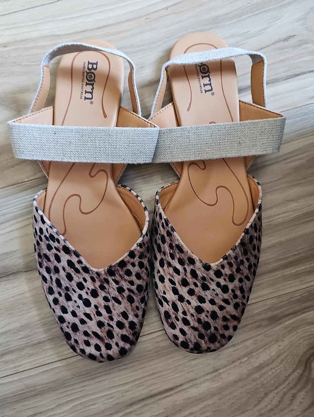 Born Tan & Black Leopard Print Slingback Flats with Neutral Strap - Picture 5 of 6